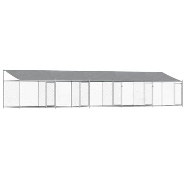 vidaXL koeraaedik, katuse ja uksega, hall, 10x2x2m, tsingitud teras