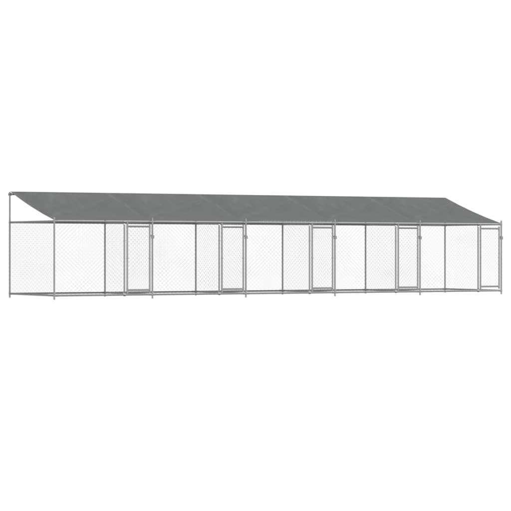 vidaXL Klec pro psy se střechou a dvířky šedá 10x2x2m pozinkovaná ocel