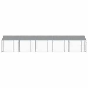 Klec pro psy se střechou a dvířky šedá 10x2x2m pozinkovaná ocel - obrázek 4