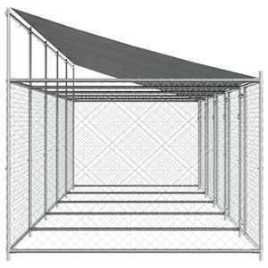 Klec pro psy se střechou a dvířky šedá 10x2x2m pozinkovaná ocel - obrázek 5