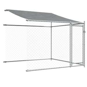 Klec pro psy se střechou a dvířky šedá 10x2x2m pozinkovaná ocel - obrázek 7