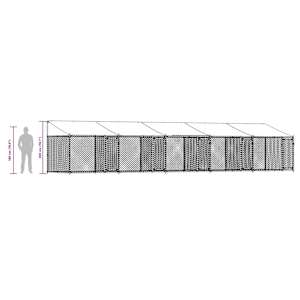 Klec pro psy se střechou a dvířky šedá 10x2x2m pozinkovaná ocel - obrázek 10