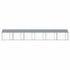 Klec pro psy se střechou a dvířky šedá 12x2x2m pozinkovaná ocel - obrázek 4