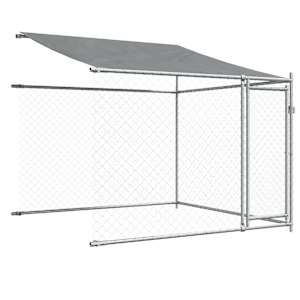 Klec pro psy se střechou a dvířky šedá 12x2x2m pozinkovaná ocel - obrázek 7