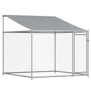Klec pro psy se střechou a dvířky šedá 12x2x2m pozinkovaná ocel - obrázek 8