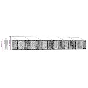 Klec pro psy se střechou a dvířky šedá 12x2x2m pozinkovaná ocel - obrázek 10