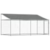 vidaXL koeraaedik, katuse ja uksega, hall, 4x2x2 m, tsingitud teras