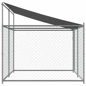 Klec pro psy se střechou a dvířky šedá 4x2x2 m pozinkovaná ocel - obrázek 5