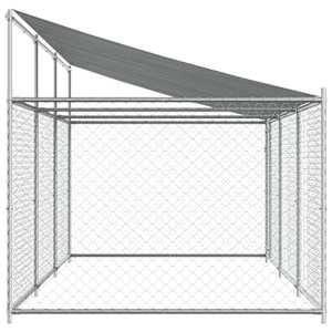 Klec pro psy se střechou a dvířky šedá 6x2x2 m pozinkovaná ocel - obrázek 5