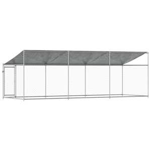 Klec pro psy se střechou a dvířky šedá 6x2x2 m pozinkovaná ocel - obrázek 6