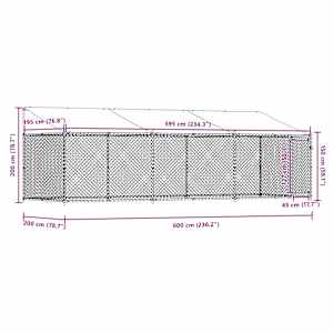 Klec pro psy se střechou a dvířky šedá 6x2x2 m pozinkovaná ocel - obrázek 9