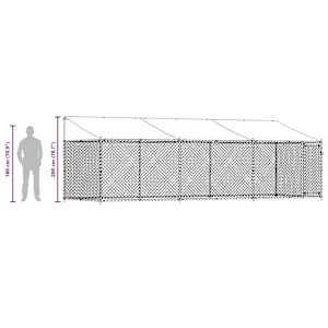 Klec pro psy se střechou a dvířky šedá 6x2x2 m pozinkovaná ocel - obrázek 10