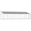vidaXL koeraaedik, katuse ja uksega, hall, 8x2x2 m, tsingitud teras