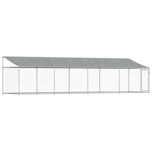 Klec pro psy se střechou a dvířky šedá 8x2x2 m pozinkovaná ocel - obrázek 2