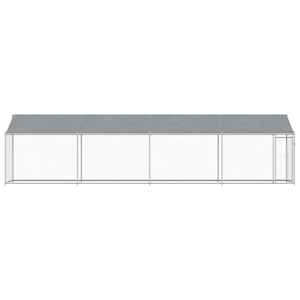Klec pro psy se střechou a dvířky šedá 8x2x2 m pozinkovaná ocel - obrázek 4