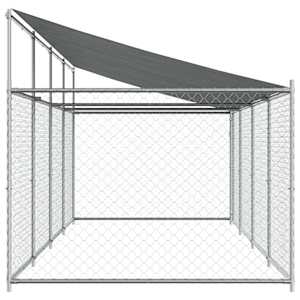 Klec pro psy se střechou a dvířky šedá 8x2x2 m pozinkovaná ocel - obrázek 5