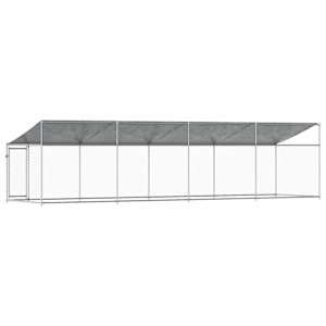 Klec pro psy se střechou a dvířky šedá 8x2x2 m pozinkovaná ocel - obrázek 6