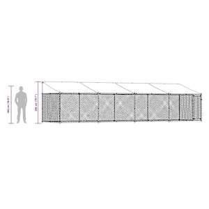Klec pro psy se střechou a dvířky šedá 8x2x2 m pozinkovaná ocel - obrázek 10