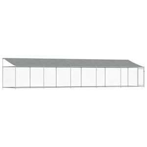 Klec pro psy se střechou a dvířky šedá 10x2x2m pozinkovaná ocel - obrázek 2