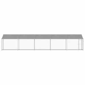 Klec pro psy se střechou a dvířky šedá 10x2x2m pozinkovaná ocel - obrázek 4