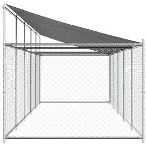 Klec pro psy se střechou a dvířky šedá 10x2x2m pozinkovaná ocel - obrázek 5