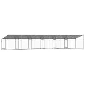 Klec pro psy se střechou a dvířky šedá 10x2x2m pozinkovaná ocel - obrázek 6