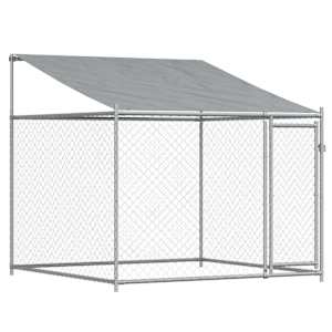 Klec pro psy se střechou a dvířky šedá 10x2x2m pozinkovaná ocel - obrázek 8