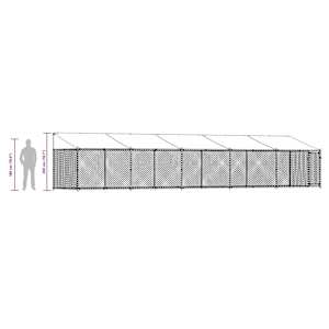 Klec pro psy se střechou a dvířky šedá 10x2x2m pozinkovaná ocel - obrázek 10
