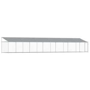 Klec pro psy se střechou a dvířky šedá 12x2x2m pozinkovaná ocel - obrázek 2