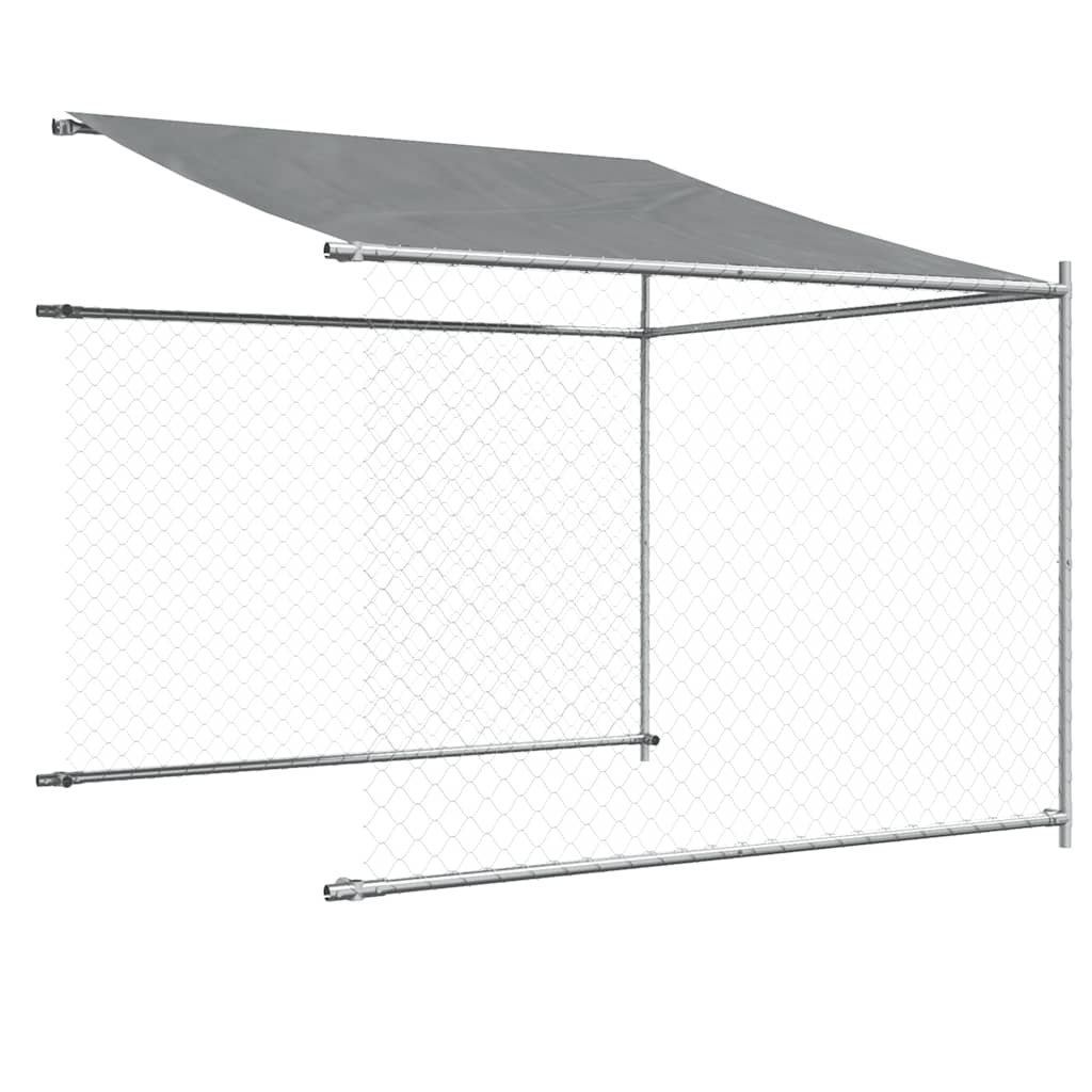 Klec pro psy se střechou a dvířky šedá 12x2x2m pozinkovaná ocel - obrázek 14