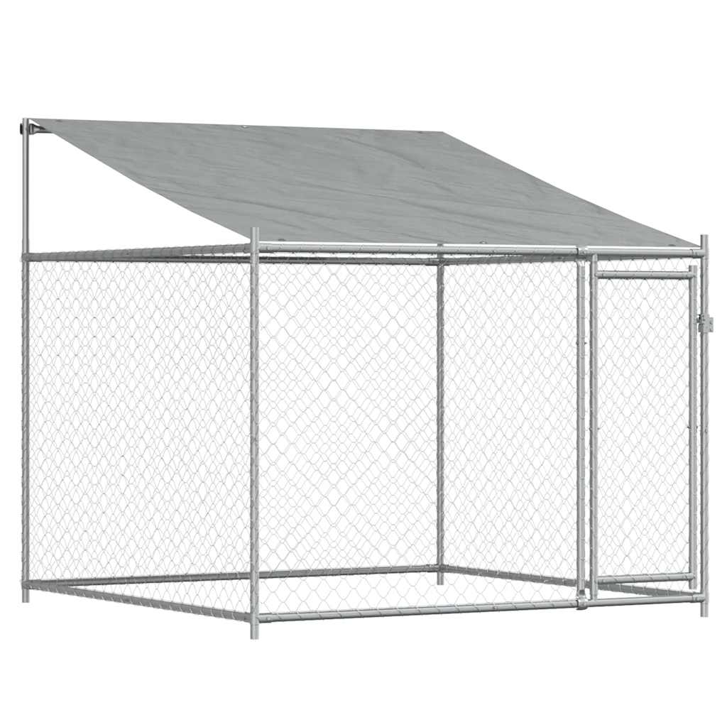 Klec pro psy se střechou a dvířky šedá 12x2x2m pozinkovaná ocel - obrázek 15