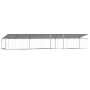 Klec pro psy se střechou a dvířky šedá 12x2x2m pozinkovaná ocel - obrázek 13