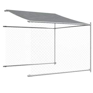 Klec pro psy se střechou a dvířky šedá 12x2x2m pozinkovaná ocel - obrázek 14