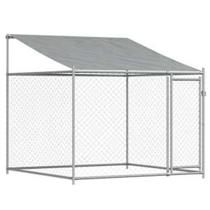 Klec pro psy se střechou a dvířky šedá 12x2x2m pozinkovaná ocel - obrázek 15