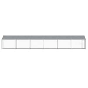 Klec pro psy se střechou a dvířky šedá 12x2x2m pozinkovaná ocel - obrázek 4