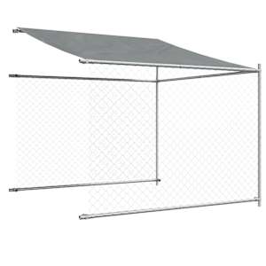 Klec pro psy se střechou a dvířky šedá 12x2x2m pozinkovaná ocel - obrázek 7
