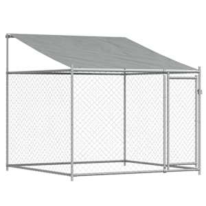 Klec pro psy se střechou a dvířky šedá 12x2x2m pozinkovaná ocel - obrázek 8