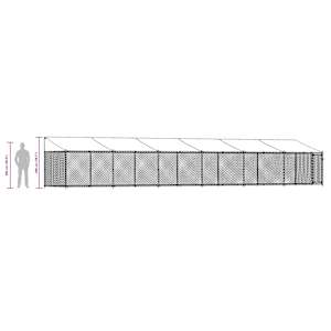 Klec pro psy se střechou a dvířky šedá 12x2x2m pozinkovaná ocel - obrázek 10