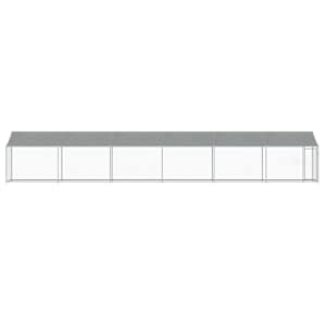 Klec pro psy se střechou a dvířky šedá 12x2x2m pozinkovaná ocel - obrázek 11
