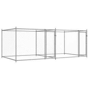 vidaXL koeraaedik, ustega, hall, 4 x 2 x 1,5 m, tsingitud teras