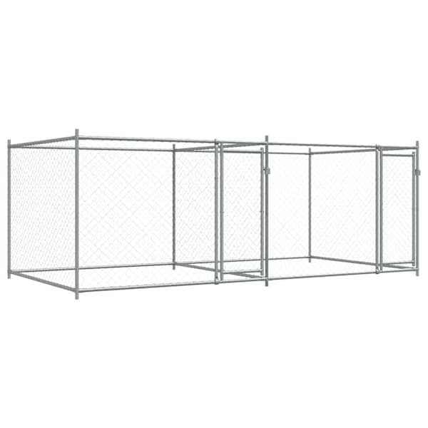 vidaXL koeraaedik, ustega, hall, 4 x 2 x 1,5 m, tsingitud teras