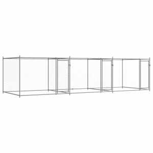 vidaXL koeraaedik, ustega, hall, 6x2x1,5 m, tsingitud teras