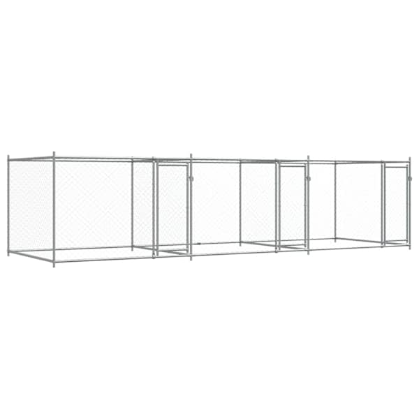 vidaXL koeraaedik, ustega, hall, 6x2x1,5 m, tsingitud teras
