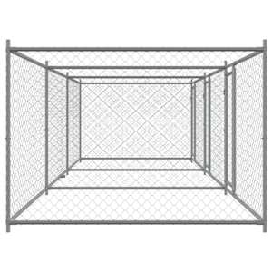 Klec pro psy s dvířky šedá 6 x 2 x 1,5 m pozinkovaná ocel - obrázek 5