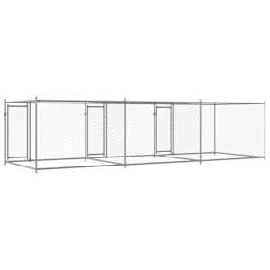 Klec pro psy s dvířky šedá 6 x 2 x 1,5 m pozinkovaná ocel - obrázek 6