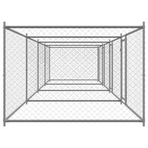 Klec pro psy s dvířky šedá 8 x 2 x 1,5 m pozinkovaná ocel - obrázek 5