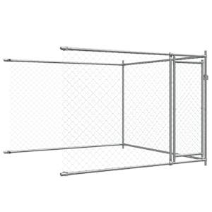 Klec pro psy s dvířky šedá 8 x 2 x 1,5 m pozinkovaná ocel - obrázek 8