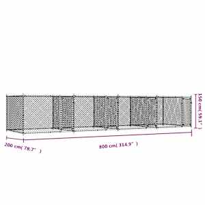 Klec pro psy s dvířky šedá 8 x 2 x 1,5 m pozinkovaná ocel - obrázek 9