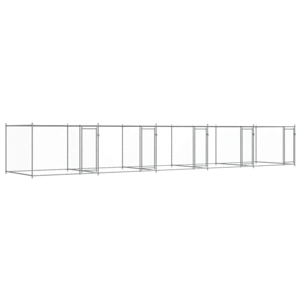vidaXL koeraaedik, ustega, hall, 10 x 2 x 1,5 m, tsingitud teras
