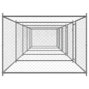 Klec pro psy s dvířky šedá 10 x 2 x 1,5 m pozinkovaná ocel - obrázek 5